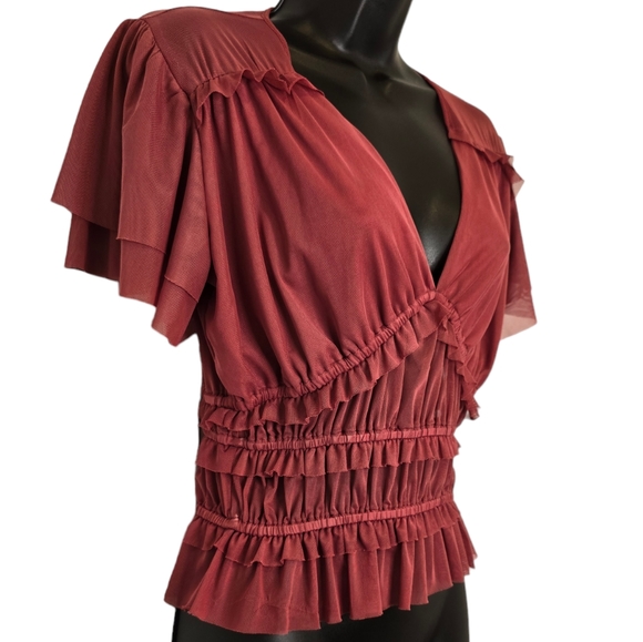 Tiered Ruffle Mesh Cropped Top - Picture 5 of 12